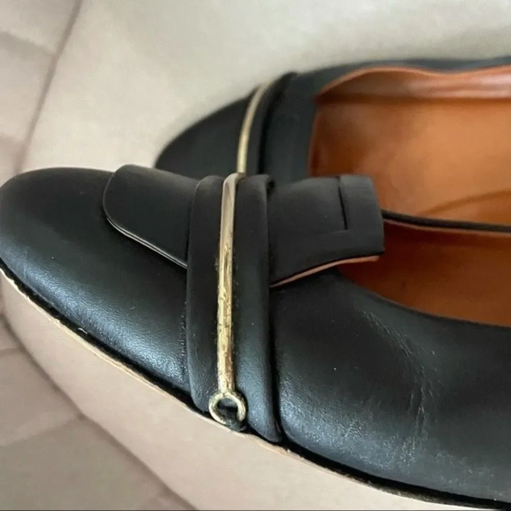 Givenchy Black Loafer Flats w/ Gold Bar Accent